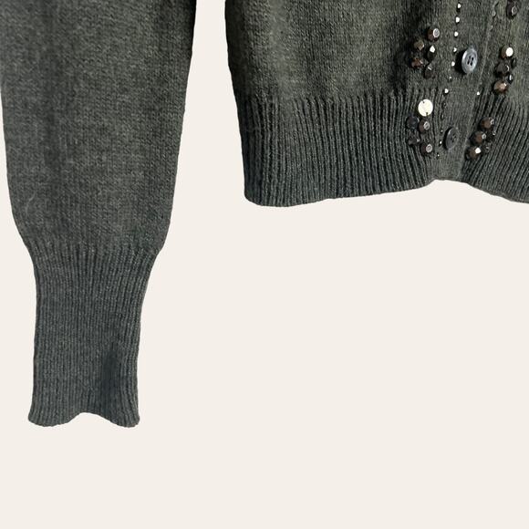 J.Crew Gray Alpaca Merino Wool Blend Embellished Cardigan Sweater Size XS - Picture 6 of 9